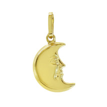 18K Yellow Gold 3D Crescent Charm Made In Italy - £84.36 GBP