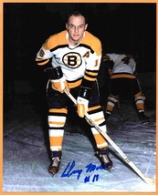 Boston Bruins Doug Mohns Autograph Autographed Photo With COA 8x10 deceased 2014 - £18.00 GBP