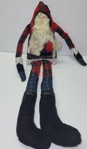 Vintage Midwest Santa claus Stuffed Figure Christmas Decoration Fabric Long Leg - £16.53 GBP