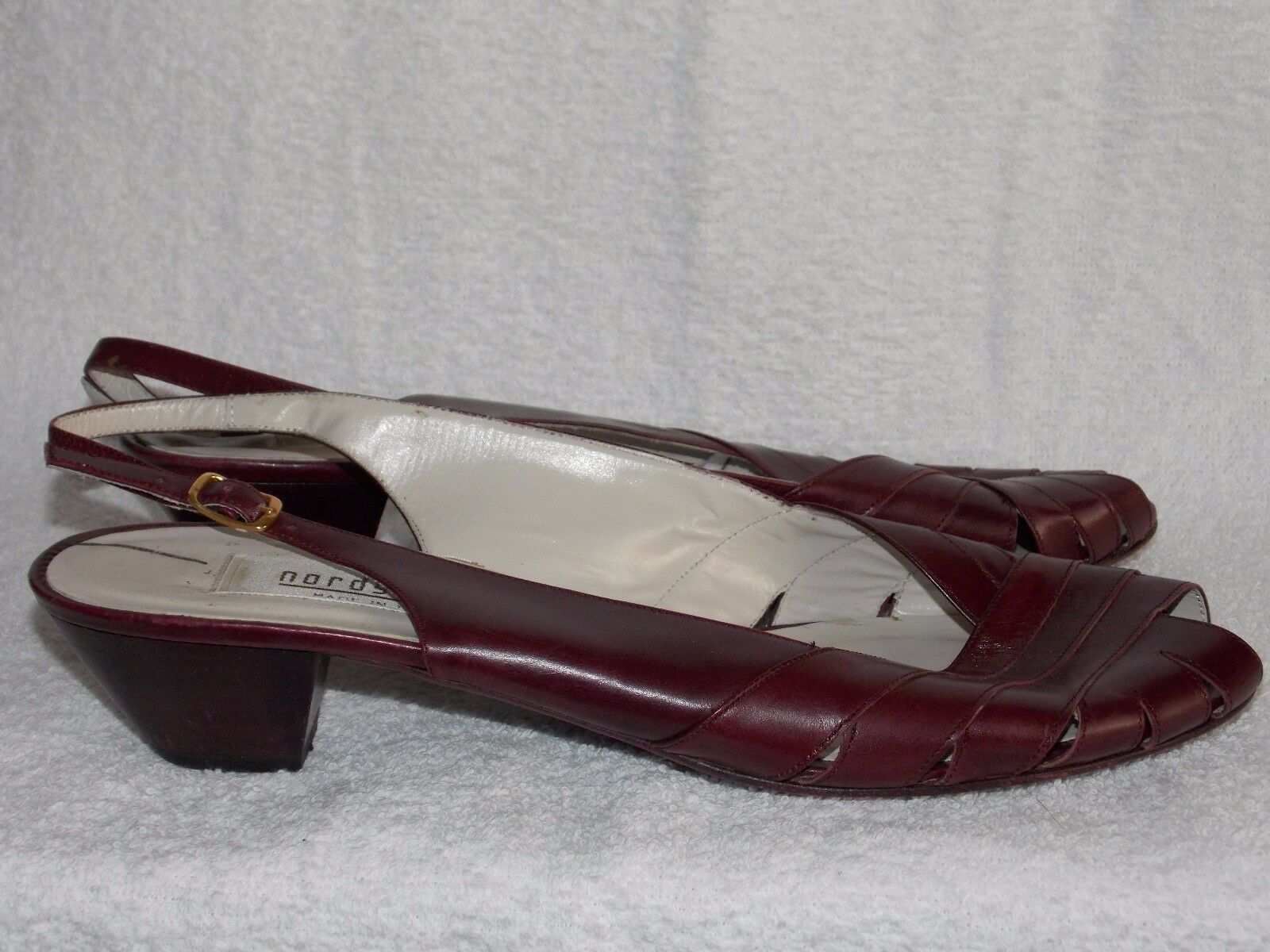 Nordstrom Maroon Peep Toe SLINGBACK Heels 10N For Women Used - $39.59