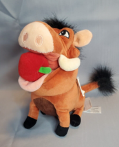 Disney Pumba Plush  7” Warthog Apple In Mouth Stuffed Toy Lion King Movie - £9.30 GBP