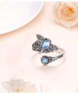 Dragonfly daisy opal sterling silver spoon ring - €20,38 EUR