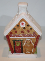 Gingerbread House Tea Light Candle Holder 8&quot; Christmas Decoration Cerami... - $22.49 CAD