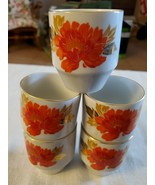 Otagiri Red Orange Floral with Gold Tea Cups 2.5&quot; X 5 Vintage OTA42 Porc... - $24.75