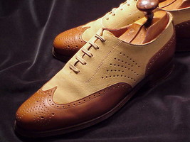 Men Oxford Two Tone Beige Brown Suede Wing Tip Brogue Toe Leather Shoes US 7-16 - £109.26 GBP