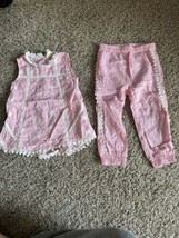 River Island Mini Girls Aged 18-24 months 2 Piece Set Pink White Shirt &amp; Bottom - £9.80 GBP