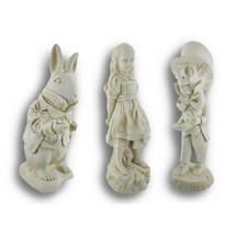 White Alice in Wonderland White Rabbit, Mad Hatter, Alice Garden Statue Set - £180.74 GBP