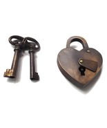 Antique Solid Brass Padlock Love Motif 3.5&quot; Vintage Victorian old PADLOCK  - $68.38 CAD+
