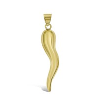 Cornicello Italian Horn Pendant 10k Yellow Gold Charm 2.3&quot; - £147.44 GBP