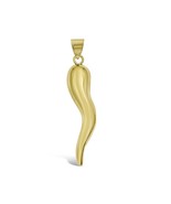 Cornicello Italian Horn Pendant 10k Yellow Gold Charm 2.3&quot; - £144.51 GBP