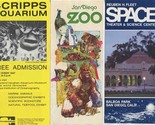 5 San Diego CA Brochures 1970&#39;s Space Center Scripps Aquarium Animal Par... - $18.81