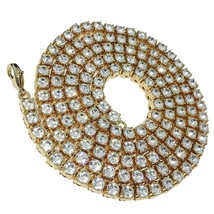 Herren 4MM Künstlicher Diamant Tennis Halskette 14K Gelbgold Versilbert 18 - £744.03 GBP
