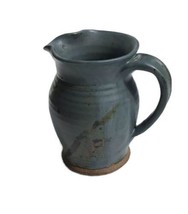 Vintage Hand Thrown Pitcher Blue Gray Glazed Art Pottery 6” Tall - £31.79 GBP