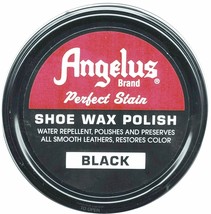 BLACK Paste SHOE WAX POLISH Leather Shoes Boot 3 ounce tin ANGELUS 400-0... - £16.69 GBP