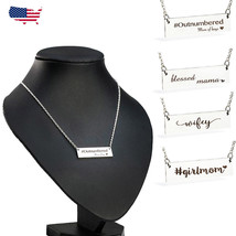 Pendant Bar Necklace Words #girlmom Wibey Choker Gift Blessed Mom Mama Mothers - £9.57 GBP