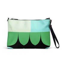 New Crossbody Bag Faux Leather Zip Top Adj.Strap Handle Green Abstract D... - $32.95