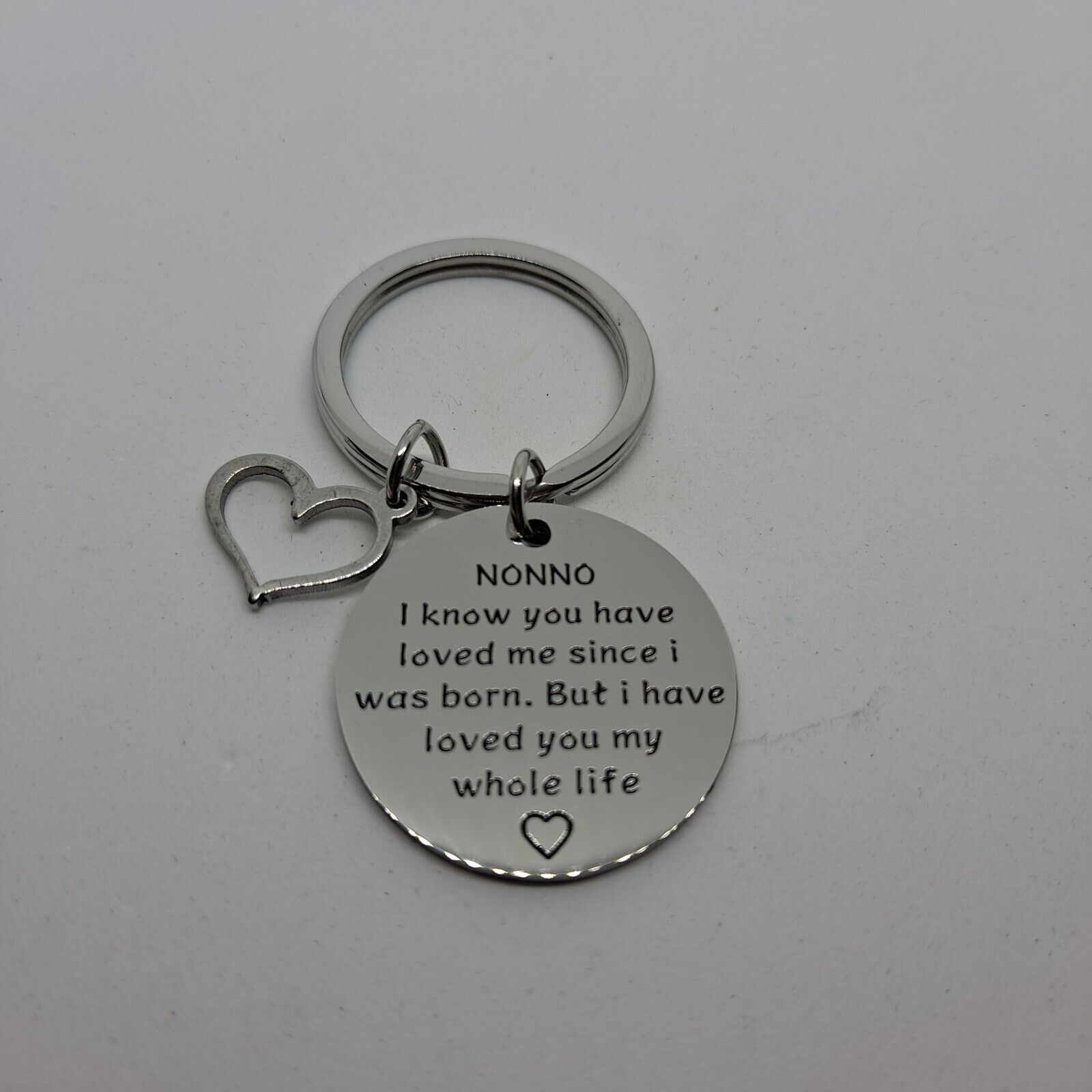 Primary image for Keychain Nonno Heart Love Gift Inspirational Key Ring Silver