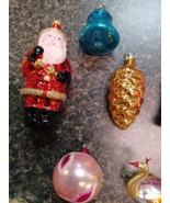 Lot Vintage Christmas Ornaments Santa Birds pinecone MCM Mercury - £23.25 GBP