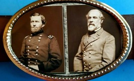 General Ulysses S. Grant &amp; General Robert E. Lee Civil War Epoxy Photo Buckle - £13.35 GBP