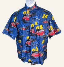 NASCAR JEFF GORDON Short Sleeve Button Down Shirt Blue Medium - $19.34