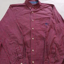 Chaps Easy Care Button-Down Collar Men's Plaid Long Sleeve Red Shirt Size Large image 10