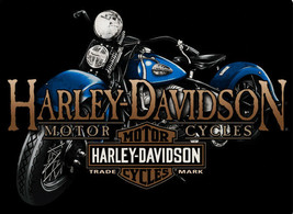 Old Blue Harley Davidson Motorcycle Metal Sign - $34.95