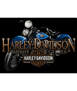 Old Blue Harley Davidson Motorcycle Metal Sign - £27.42 GBP