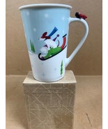 2011 Starbucks Holiday themed Porcelain Mug Skaters Sledding Dog 3d Airp... - $12.99