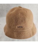 Kangol Large Bucket Hat Cap Tan Beige Wool Logo Button Top - $19.79