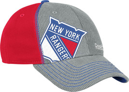 NEW YORK RANGERS REEBOK NHL GRAY &amp; RED DRAFT FLEX FIT HAT L/XL NEW &amp; LIC... - £15.07 GBP