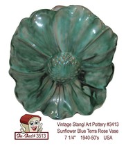 Vintage Stangl Art Deco Pottery #3413 Sunflower Blue Terra Rose Vase - $39.95