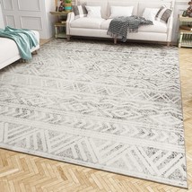 Boho Area Rug 5X7 Ft. Modern Area Rug Neutral Carpet For Living Room, Playroom, - £71.50 GBP
