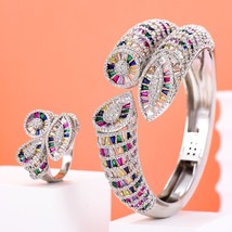 missvikki Be Original Geometric Sparkling Big Bangle Ring Jewelry Set Women Girl - £110.57 GBP