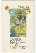 Vintage Postcard Easter Rural Creek  Bridge Embossed Greetings to a Good Friend - £6.19 GBP