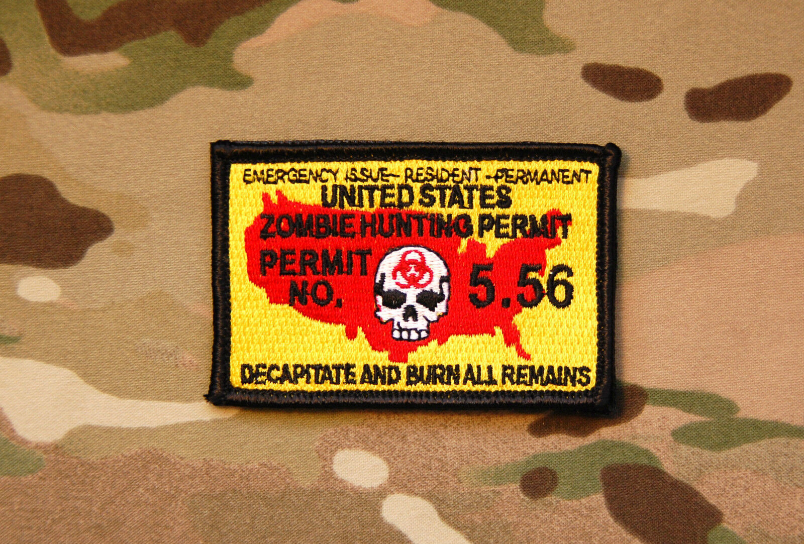 Zombie Hunting Permit Embroidered Patch Undead Walking Dead Zombie Kille... - $5.86