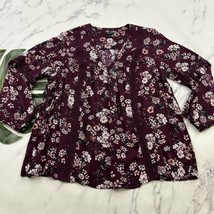 Torrid Popover Blouse Top Plus Size 1x Purple Pink Floral Crochet Trim Boho - $28.70