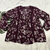 Torrid Popover Blouse Top Plus Size 1x Purple Pink Floral Crochet Trim Boho - £22.91 GBP