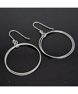 925 STERLING SILVER - Double Circle Dangle Earrings - £19.84 GBP