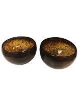 Pair Of TORTOISE SHELL GLASS TIGER LEOPARD GLASS Bowls HANDBLOWN 4” X 6”... - $75.48 CAD