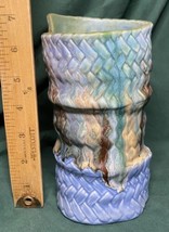 Ceramic Vase by Ucagco Ceramics Japan Blue and Green ~7” Tall - £4.63 GBP