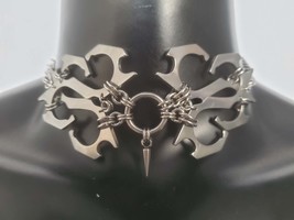 Mens + Womens Silve Modern Industrial Style Punk Stainless Steel Chain N... - $48.00