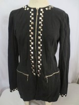 Adrienne Vittadini Black Zip Sweater Studded Embellished Pockets Sz 8 - £15.80 GBP