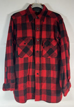Vintage 50s Uncle Sam Wool Flannel Plaid Long Sleeve Shirt Red Black Sz XL - £39.44 GBP