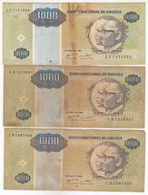 Angola, 1000 Kwanzas, (Lot of 3) Banco Nacional De Angola Banknotes, - $10.44