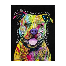Colorful Pit Bull Fleece Blanket For Bed, 50&quot; X 60&quot; Dean Russo Ii Pit Bull Fleec - £29.80 GBP
