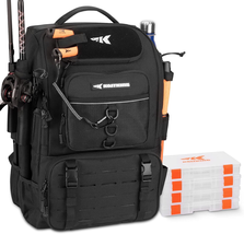 Karryall Fishing Tackle Backpack w Rod Holder 4 Tackle Boxes 40L Bag - $93.03