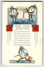 New Year Postcard Anthropomorphic Clock Human Legs Arms Fantasy Whitney 1919 - £13.43 GBP