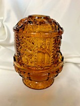 Indiana Glass Vintage Amber Glass Stars and Bars Fairy Light Candle Holder - $32.00