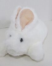 Vintage white bunny rabbit Plush hand Puppet lying down - $10.39