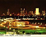 Night View Dallas Texas TX Skyline From Dallas Lovefield 1972 Chrome Pos... - $3.91